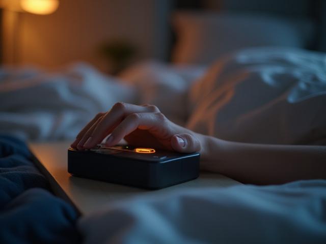 Person using a sleep tracking device